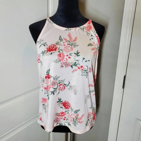 Flora by Flora Nikrooz Sleeveless Floral Blouse Keyhole Back Size Large - Picture 14 of 15